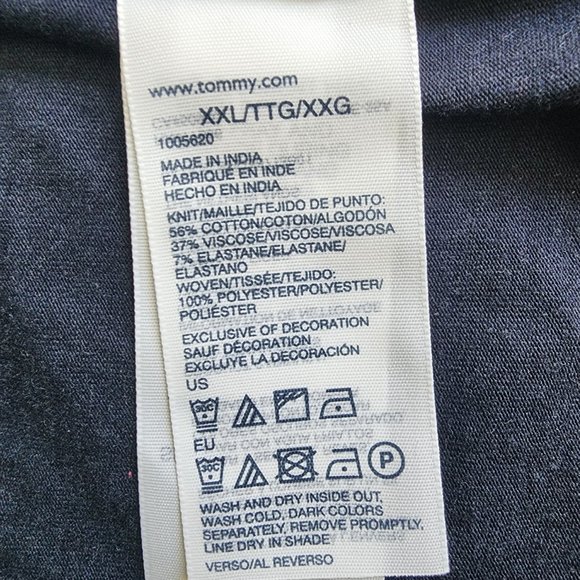 Pre-loved Tommy Hilfiger Blue/White Sheer Front Square Pattern T-shirt. Size XXL - Picture 11 of 16